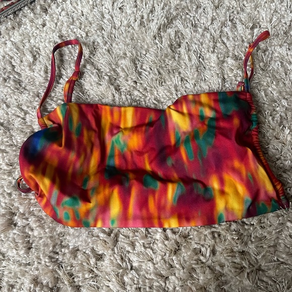 NWOT: We Wore What Ruched Bandeau Fire Tye Die Top - Picture 2 of 3